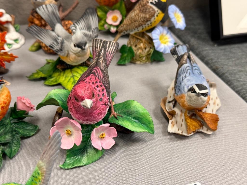 LENOX GARDEN BIRDS PORCELAIN FIGURINES TOTAL OF TEN WITH DISPLAY SHELF 1985-2020 RETIRED - 4