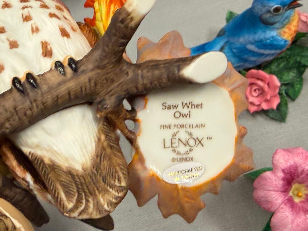 LENOX GARDEN BIRDS PORCELAIN FIGURINES TOTAL OF TEN WITH DISPLAY SHELF 1985-2020 RETIRED - 8