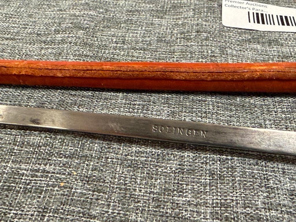 ANTIQUE BRITISH SWAGGER STICK WITH CONCEALED SPIKE LEATHER HANDLE AND SCABBARD - 4