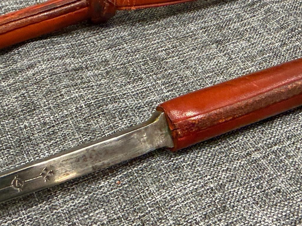ANTIQUE BRITISH SWAGGER STICK WITH CONCEALED SPIKE LEATHER HANDLE AND SCABBARD - 6