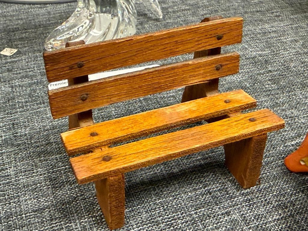 1959 NAPCO MID-CENTURY NATIONAL POTTERIES CO. HUMMEL STYLED SALT AND PEPPER SHAKERS WITH BENCH - 8