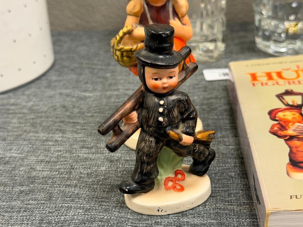 GOEBEL HUMMEL VINTAGE SCHOOL GIRL #81 BY SCULPTOR ARTHUR MOELLER AND CHIMNEY CHIMNEY SWEEP #12 TM... - 2