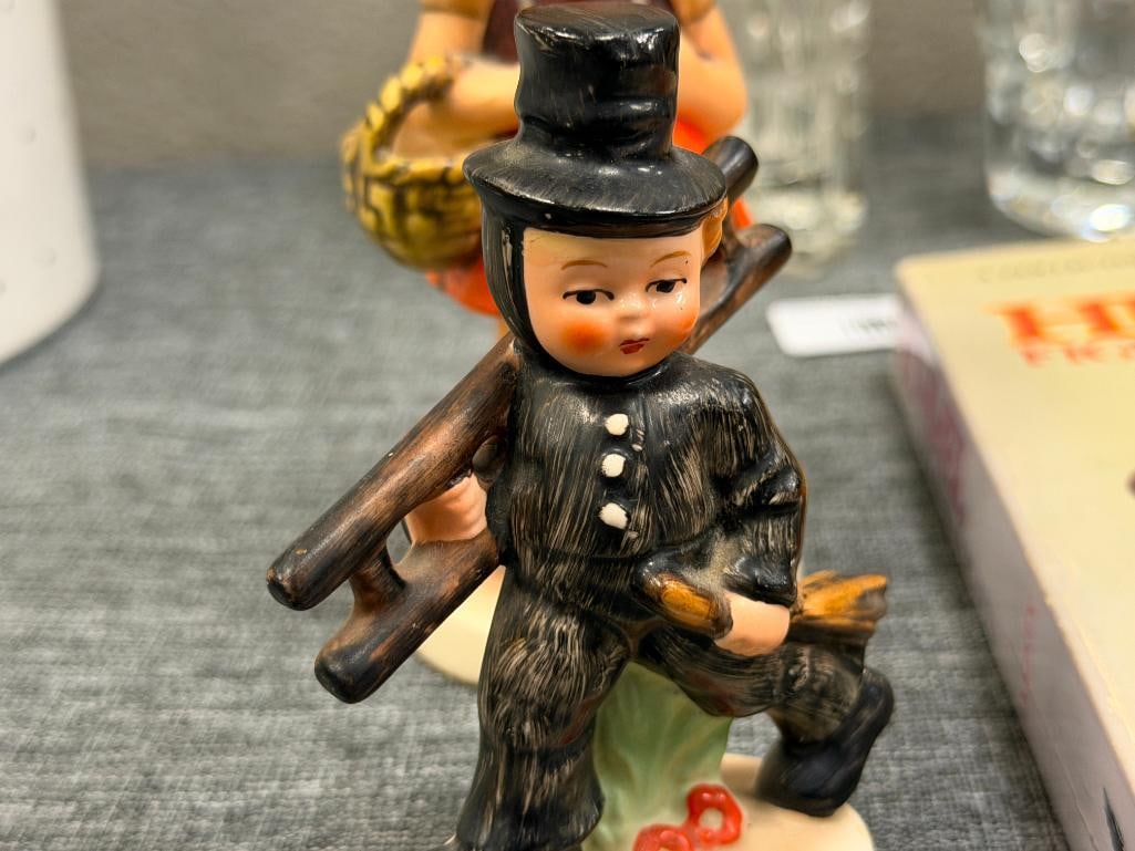 GOEBEL HUMMEL VINTAGE SCHOOL GIRL #81 BY SCULPTOR ARTHUR MOELLER AND CHIMNEY CHIMNEY SWEEP #12 TM... - 3