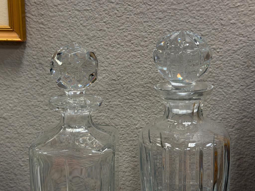 TWO CRYSTAL DECANTERS WITH STOPPERS - 2