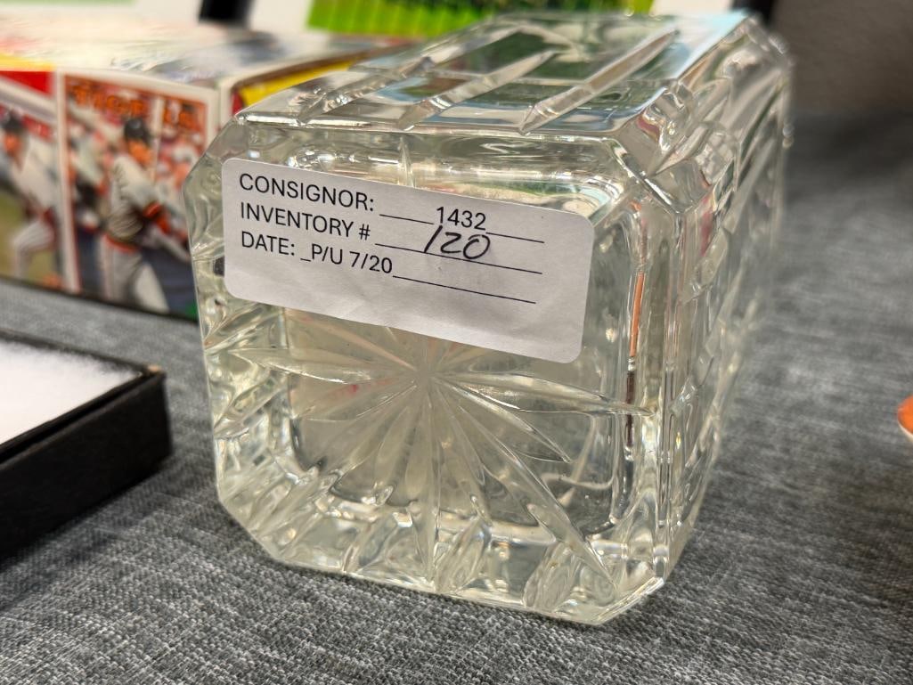 TWO CRYSTAL DECANTERS WITH STOPPERS - 8