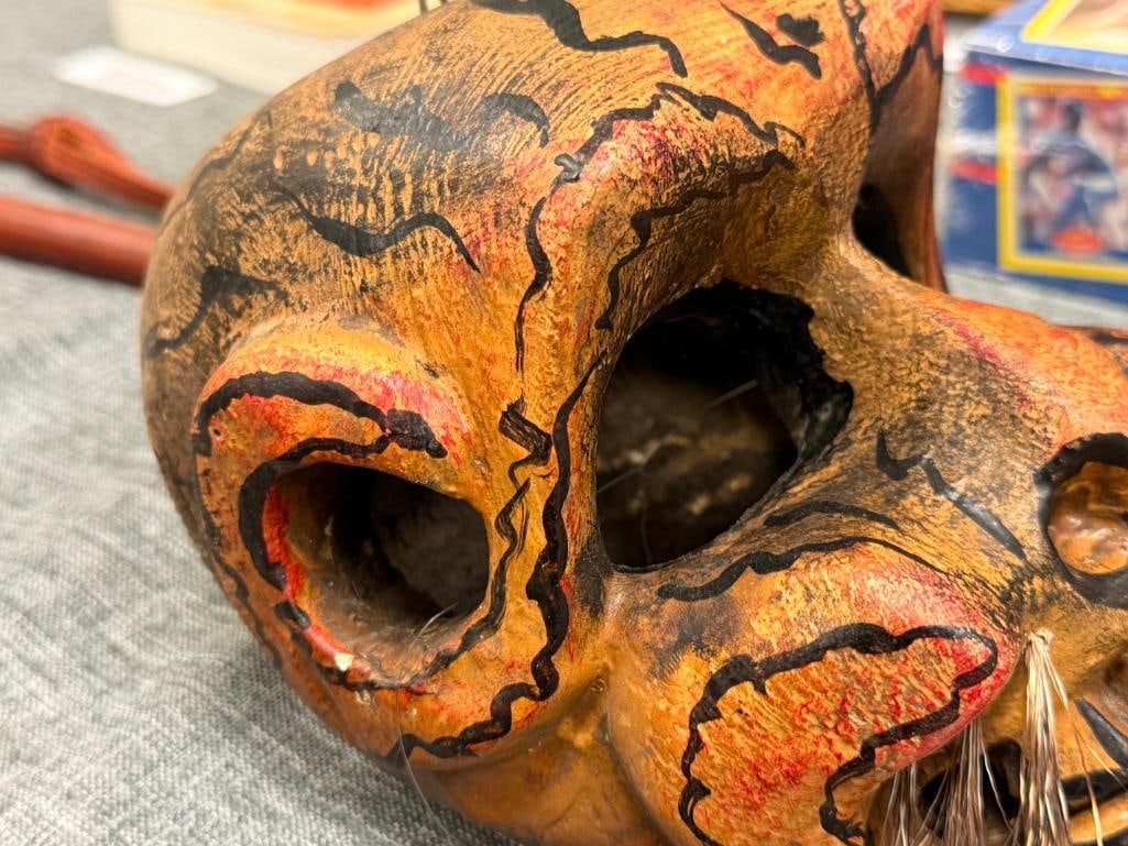 MEXICAN FOLK ART DAY OF THE DEAD HAND CRAFTED WOOD MASKS - 11