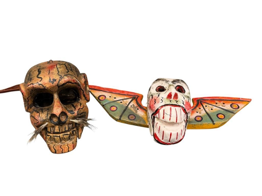 MEXICAN FOLK ART DAY OF THE DEAD HAND CRAFTED WOOD MASKS (1 of 11)