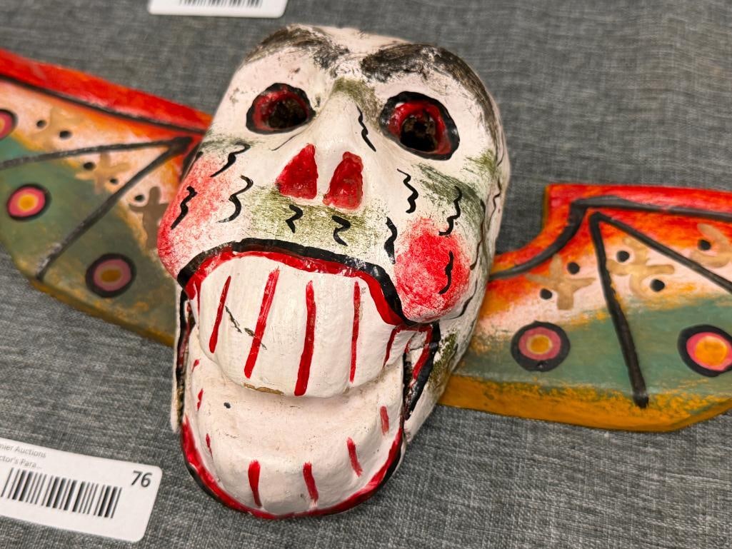 MEXICAN FOLK ART DAY OF THE DEAD HAND CRAFTED WOOD MASKS - 3
