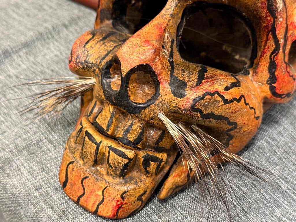 MEXICAN FOLK ART DAY OF THE DEAD HAND CRAFTED WOOD MASKS - 8