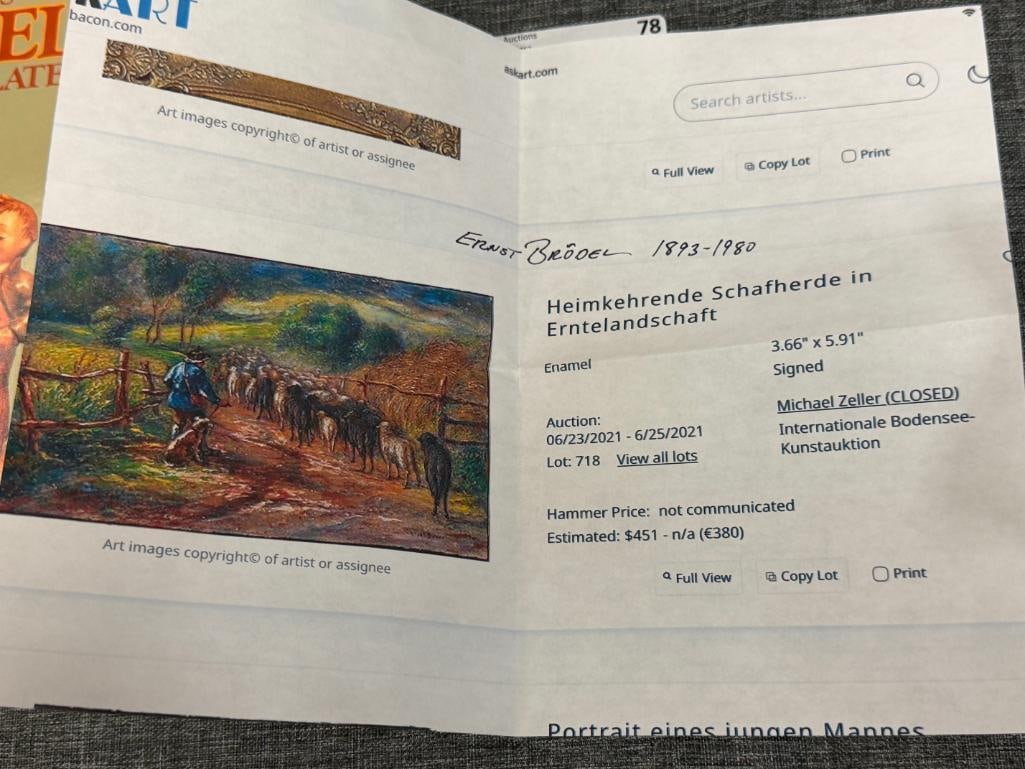 ERNST BRODEL GERMAN ARTIST ORIGINAL OIL ON BOARD MINIATURE PAINTINGS - 14