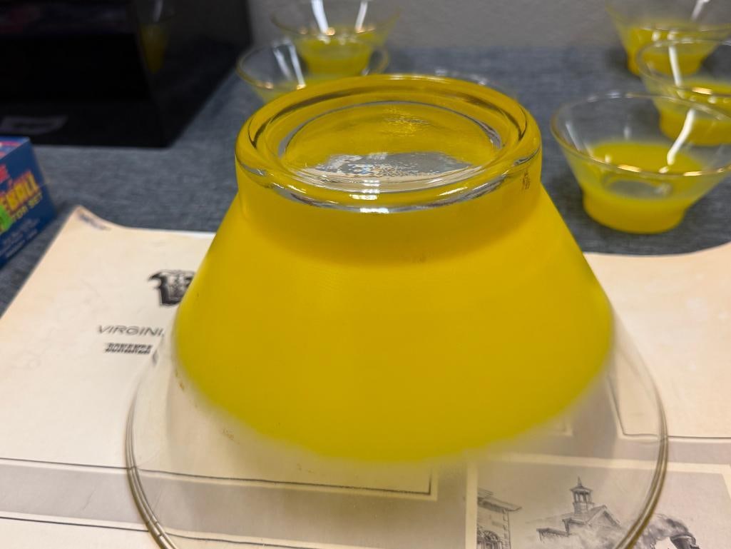 MID-CENTURY MODERN BLENDO FROSTED YELLOW OMBRE SERVING BOWL SET - 7