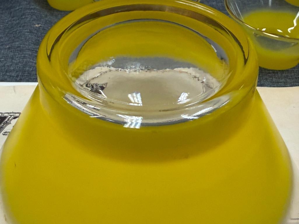MID-CENTURY MODERN BLENDO FROSTED YELLOW OMBRE SERVING BOWL SET - 8