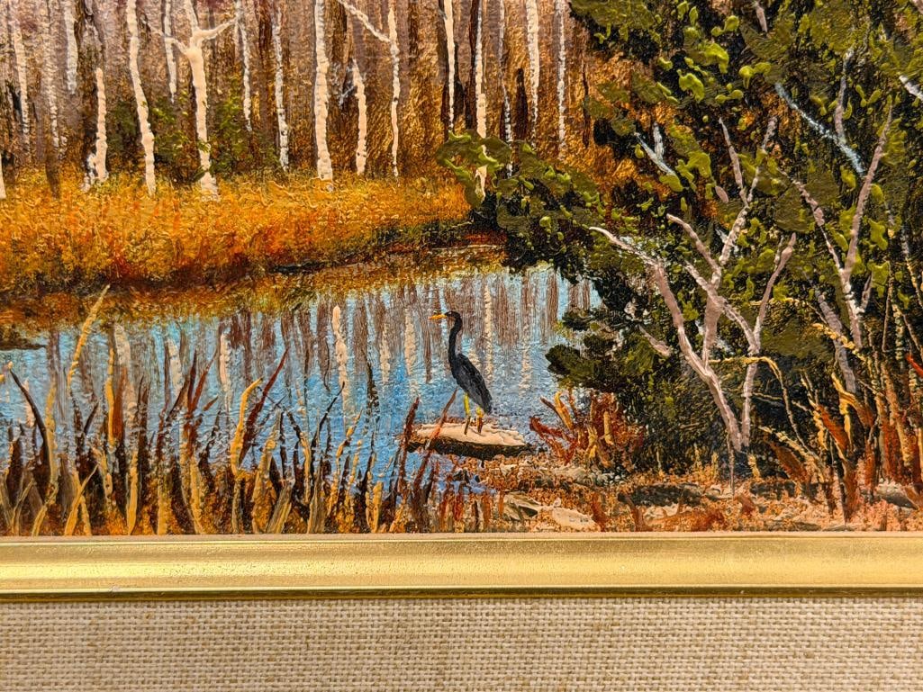 THOMAS R. DAWKINS FLORIDA ARTIST ORIGINAL OIL ON CANVAS PAINTING TITLED WINTER CYPRESS TAMIAMI TR... - 5