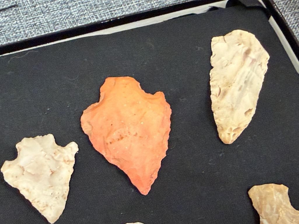 17 KNAPPED STONE PRIMITIVE NATIVE AMERICAN POINTS / ARROWHEADS GATHERED IN CHINA RANCH CA. - 5