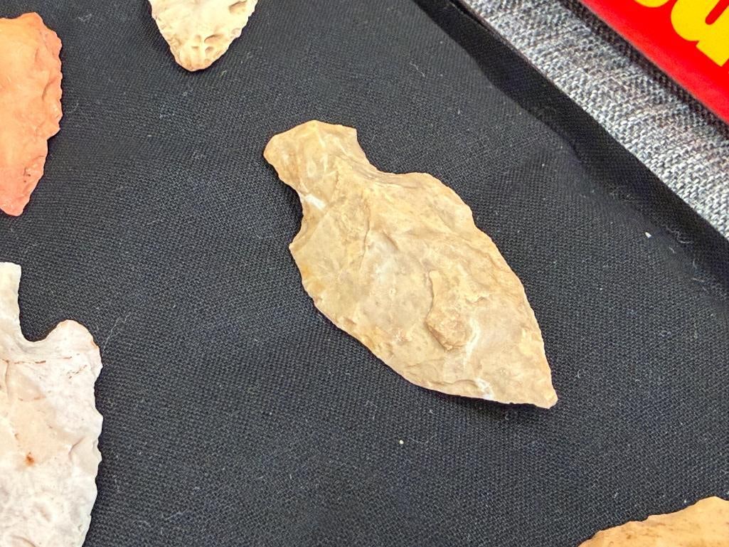 17 KNAPPED STONE PRIMITIVE NATIVE AMERICAN POINTS / ARROWHEADS GATHERED IN CHINA RANCH CA. - 7