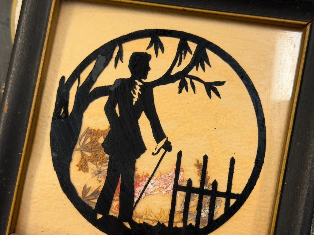 ANTIQUE / VINTAGE HAND CUT SILHOUETTES VICTORIAN / COLONIAL MEN AND WOMAN - 3