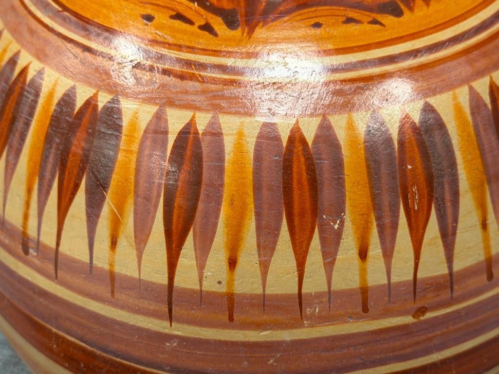 20TH CENTURY HAND-PIANTED POTTERY CLAY WATER JUG MEXICAN FOLK ART POTTERY - 3