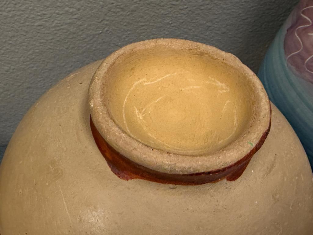 20TH CENTURY HAND-PIANTED POTTERY CLAY WATER JUG MEXICAN FOLK ART POTTERY - 6