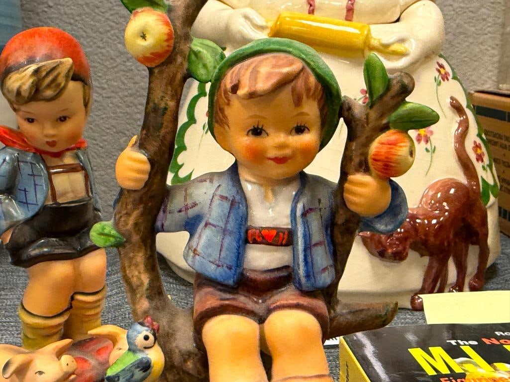GOEBEL HUMMEL FIGURINES APPLE TREE BOY #142/I TMK 6 AND FARM BOY NO. 66 TMK 2 - 3