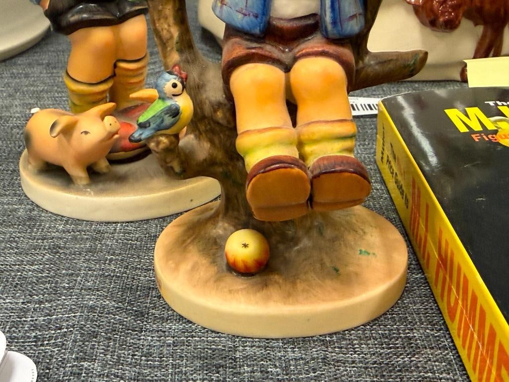 GOEBEL HUMMEL FIGURINES APPLE TREE BOY #142/I TMK 6 AND FARM BOY NO. 66 TMK 2 - 4