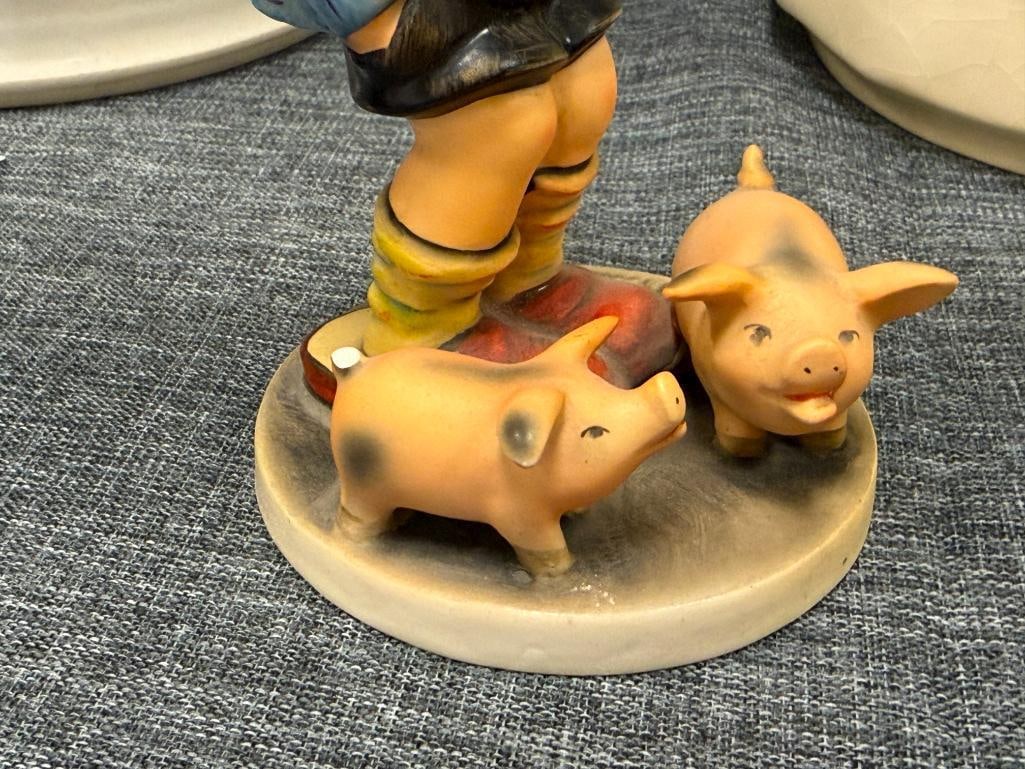 GOEBEL HUMMEL FIGURINES APPLE TREE BOY #142/I TMK 6 AND FARM BOY NO. 66 TMK 2 - 9