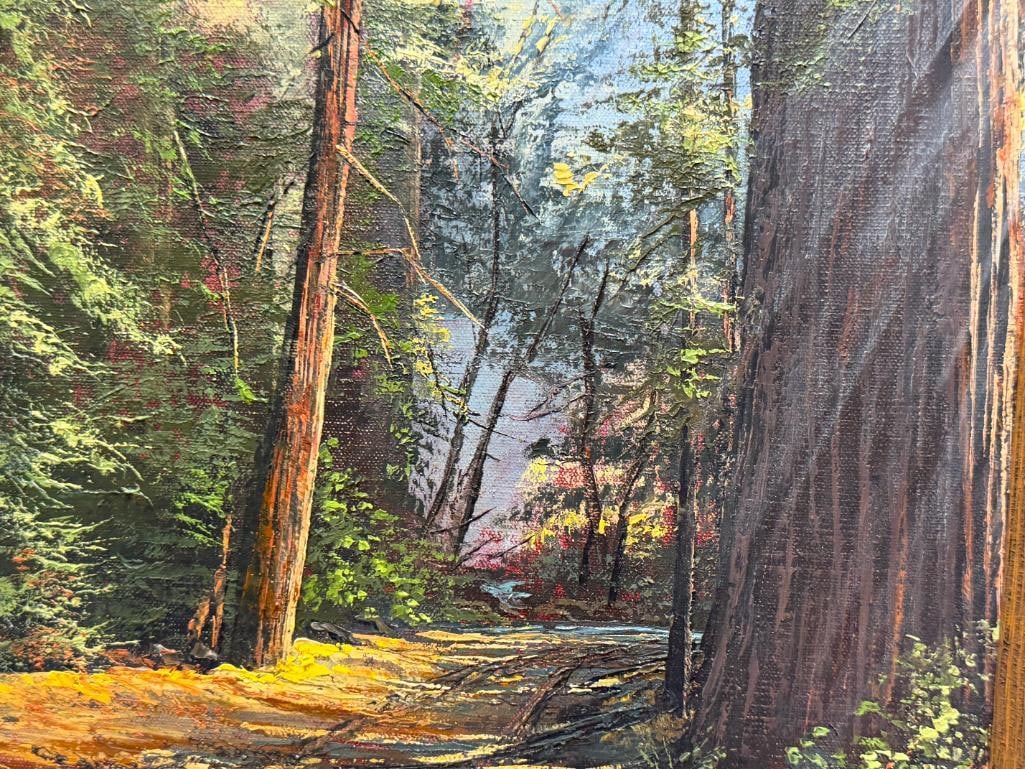 RAY SMITH 20TH CENTURY AMERICAN ARTIST ORIGINAL OIL ON CANVAS PAINTING LOGGING ROAD - 3