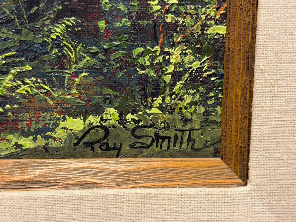 RAY SMITH 20TH CENTURY AMERICAN ARTIST ORIGINAL OIL ON CANVAS PAINTING LOGGING ROAD - 6