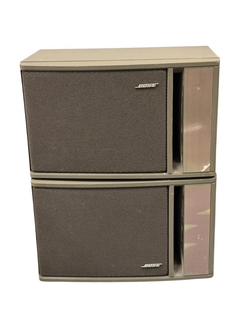 PAIR OF BOSE MODEL 141 COMPACT BOOKCASE SPEAKERS CIRCA 1980'S - 2000'S: SOME LIGHT SCUFFS / SCRATCHES 6" X 9 3/4" X 6 1/2" 