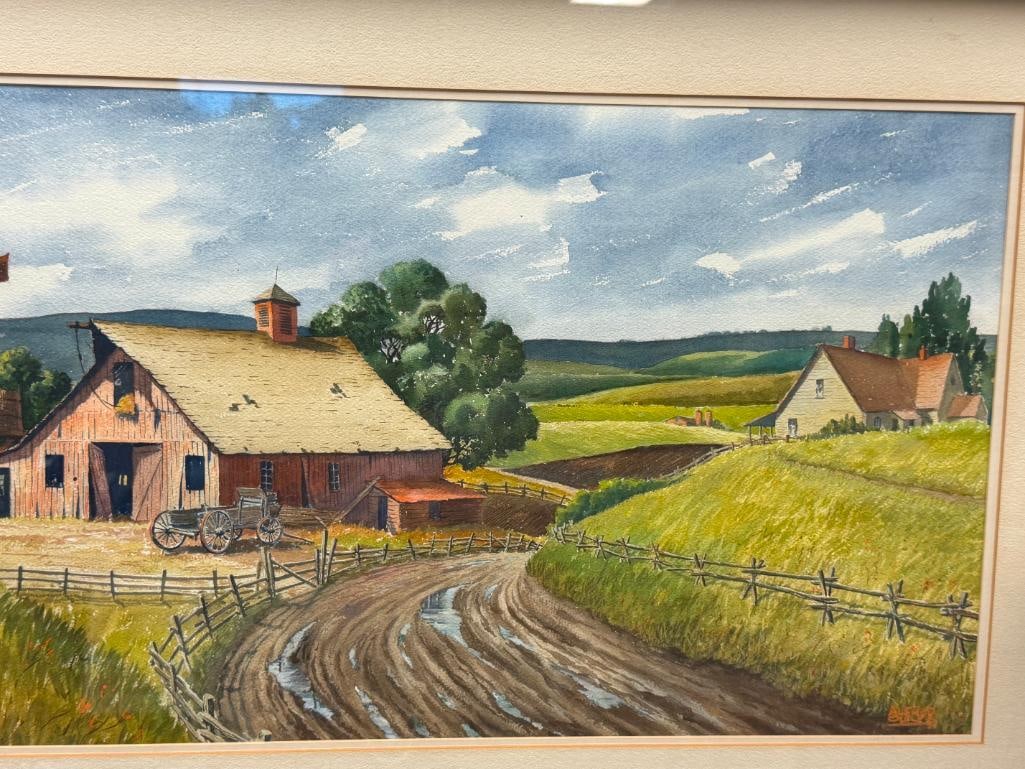 ALFRED OWLES ENGLISH BORN ARTIST ORIGINAL WATERCOLOR ON PAPER WESTERN LANDSCAPE - 2