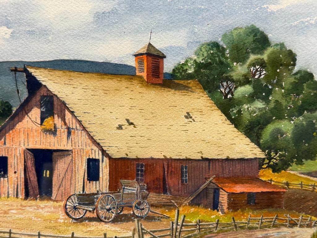 ALFRED OWLES ENGLISH BORN ARTIST ORIGINAL WATERCOLOR ON PAPER WESTERN LANDSCAPE - 3