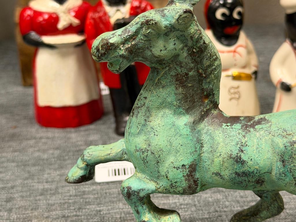 VINTAGE CAST METAL FLYING HORSE OF GANSU ICONIC CHINESE HAN DYNASTY SCULPTURE - 2
