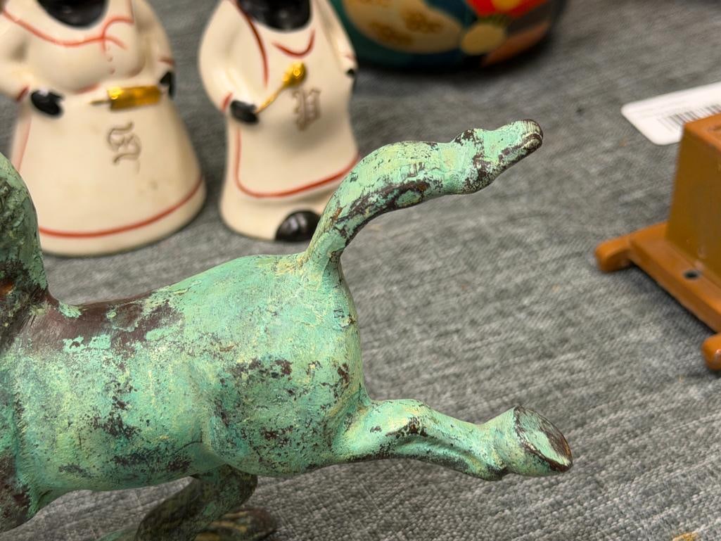 VINTAGE CAST METAL FLYING HORSE OF GANSU ICONIC CHINESE HAN DYNASTY SCULPTURE - 4