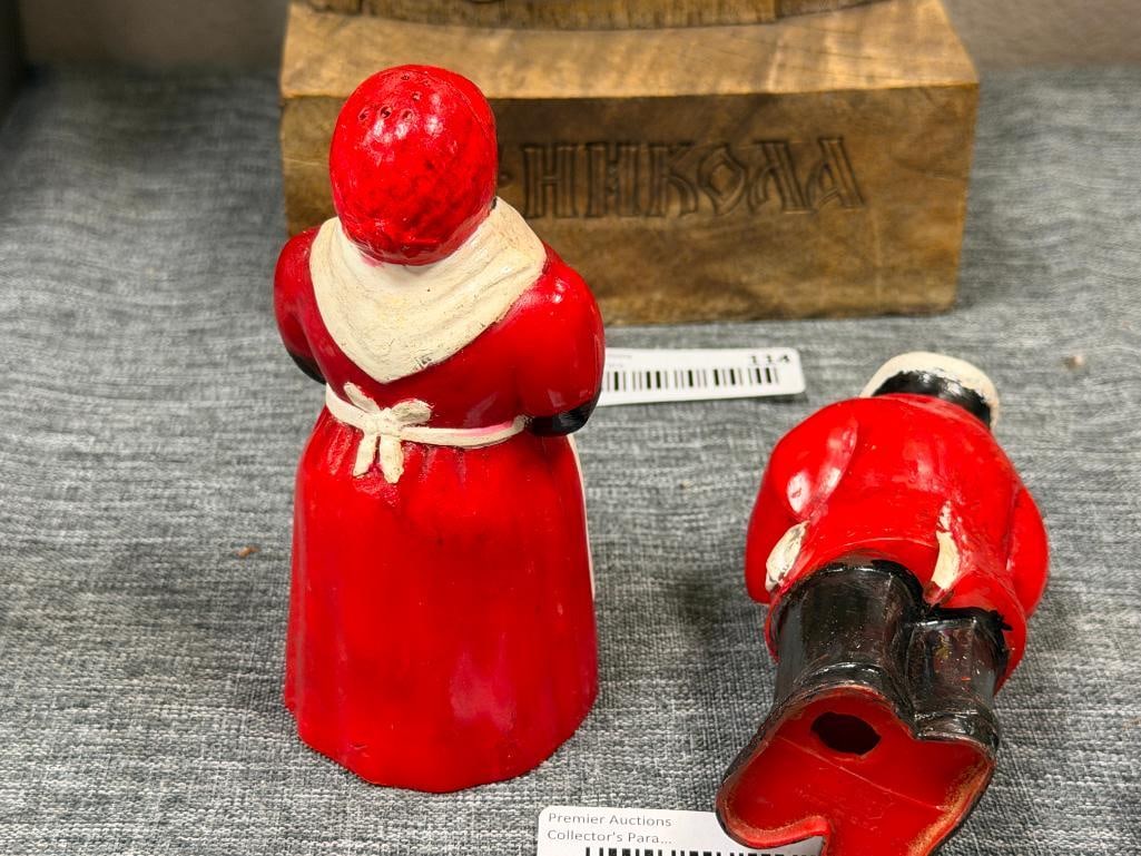 BLACK AMERICANA VINTAGE FIGURAL SALT AND PEPPER SHAKERS ONE SET MADE BY F & F MOLD AND DIE WORKS - 7