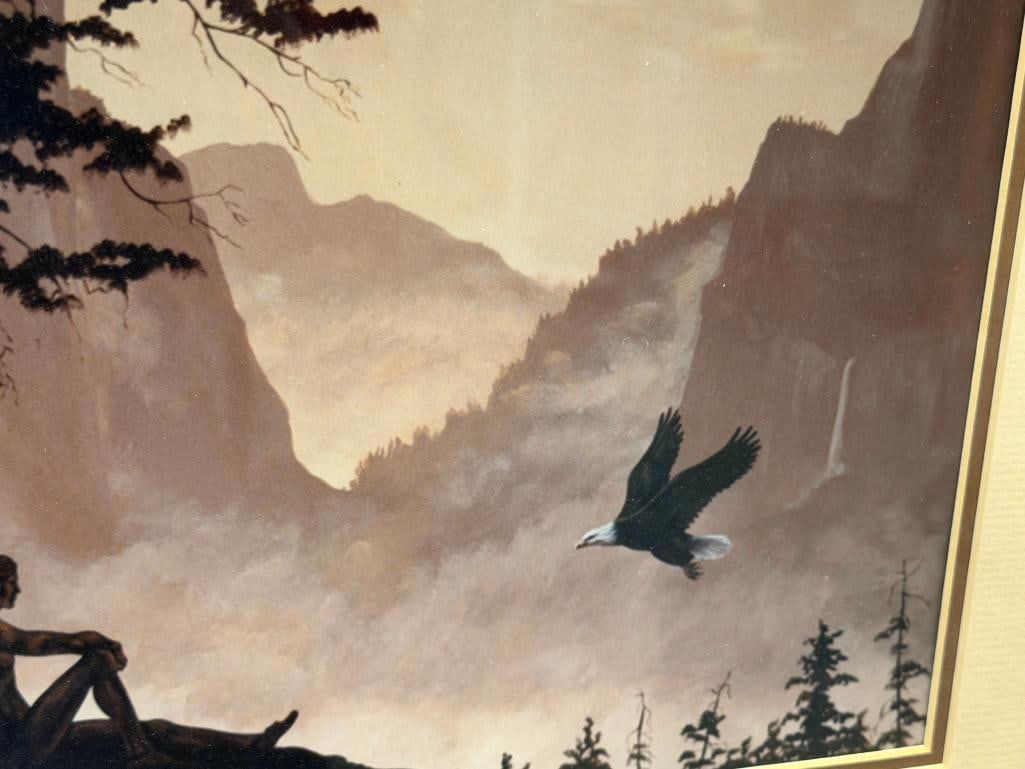 MARGUERITE FIELDS NATIVE AMERICAN AND NATURE ARTIST PROOF PRINT TITLED WHERE EAGLES FLY - 2