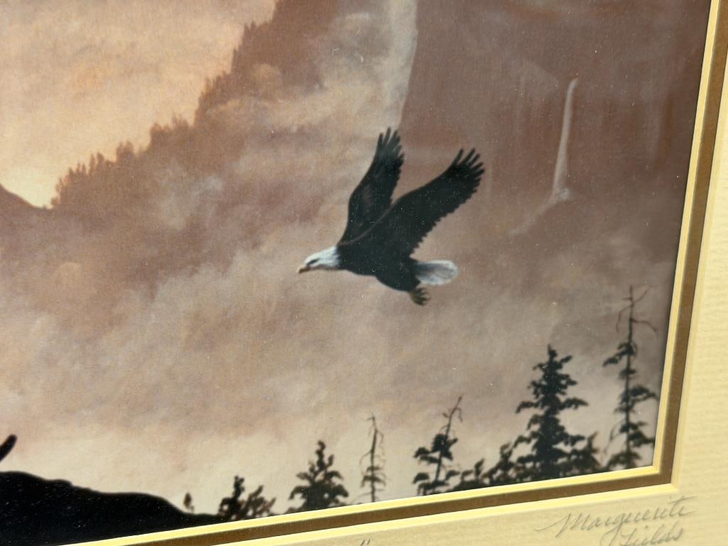 MARGUERITE FIELDS NATIVE AMERICAN AND NATURE ARTIST PROOF PRINT TITLED WHERE EAGLES FLY - 3