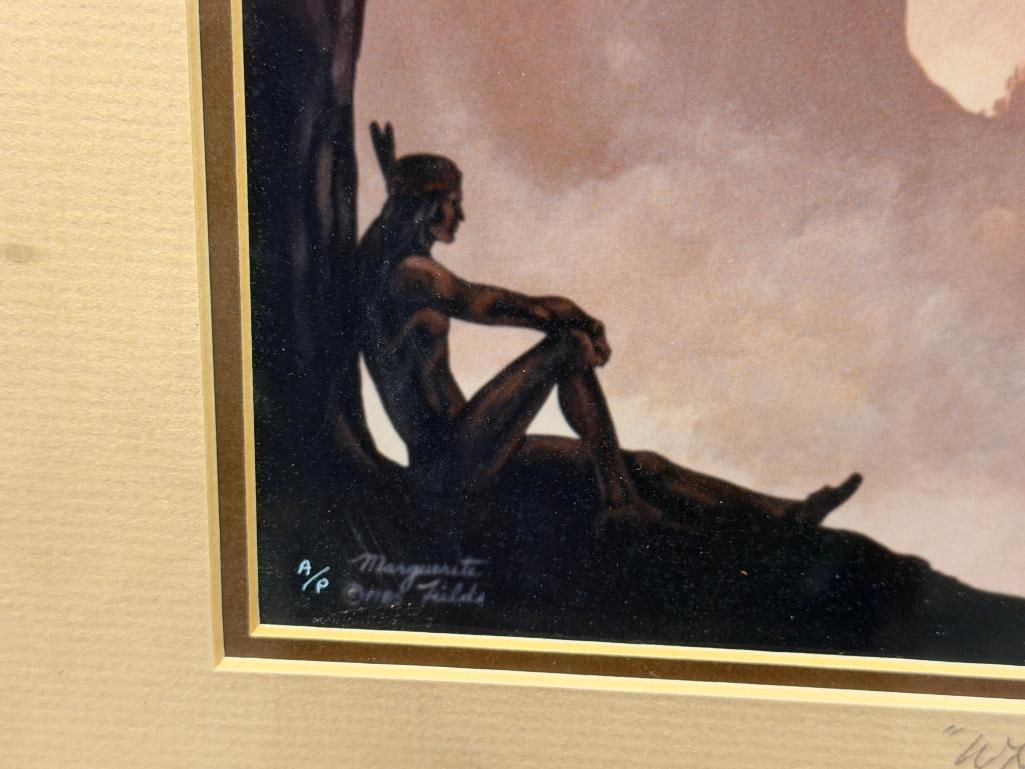 MARGUERITE FIELDS NATIVE AMERICAN AND NATURE ARTIST PROOF PRINT TITLED WHERE EAGLES FLY - 4