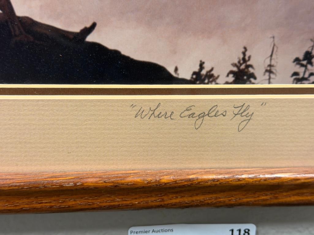 MARGUERITE FIELDS NATIVE AMERICAN AND NATURE ARTIST PROOF PRINT TITLED WHERE EAGLES FLY - 6
