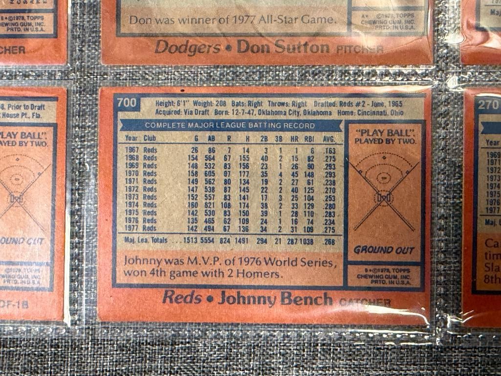 1978 TOPPS BASEBALL HALL OF FAMERS TONY PEREZ, TOMMY JOHN, REGGIE JACKSON, CARLTON FISK - 10