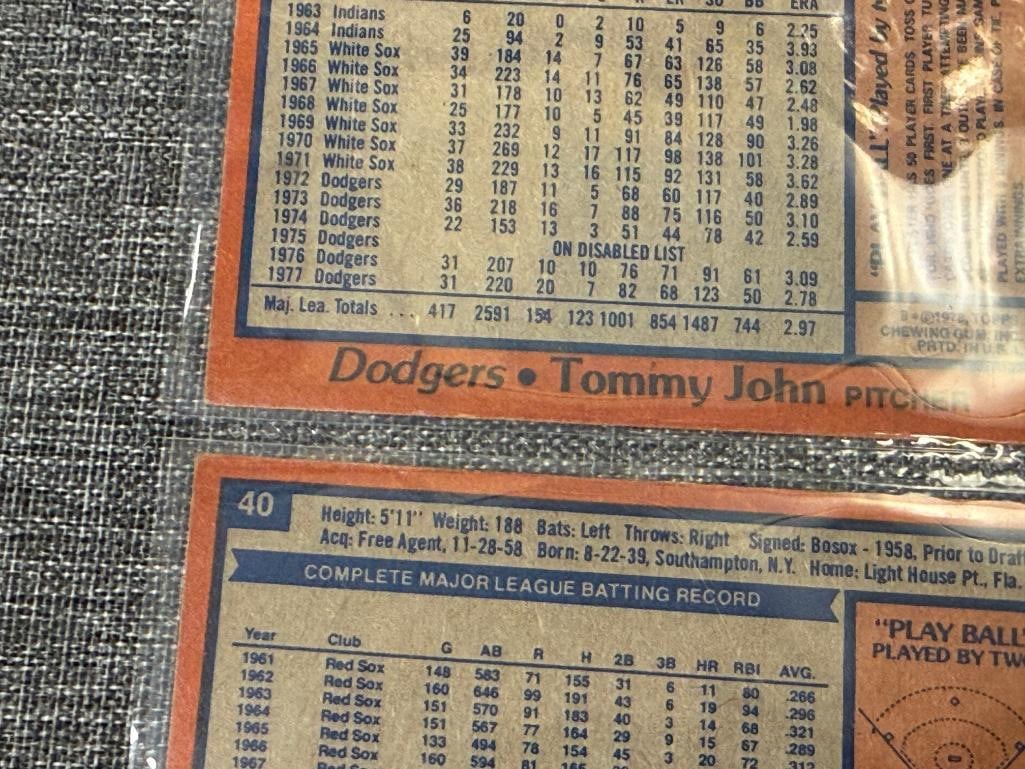 1978 TOPPS BASEBALL HALL OF FAMERS TONY PEREZ, TOMMY JOHN, REGGIE JACKSON, CARLTON FISK - 13