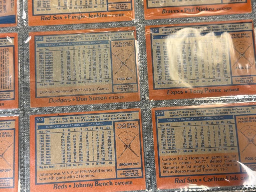 1978 TOPPS BASEBALL HALL OF FAMERS TONY PEREZ, TOMMY JOHN, REGGIE JACKSON, CARLTON FISK - 9