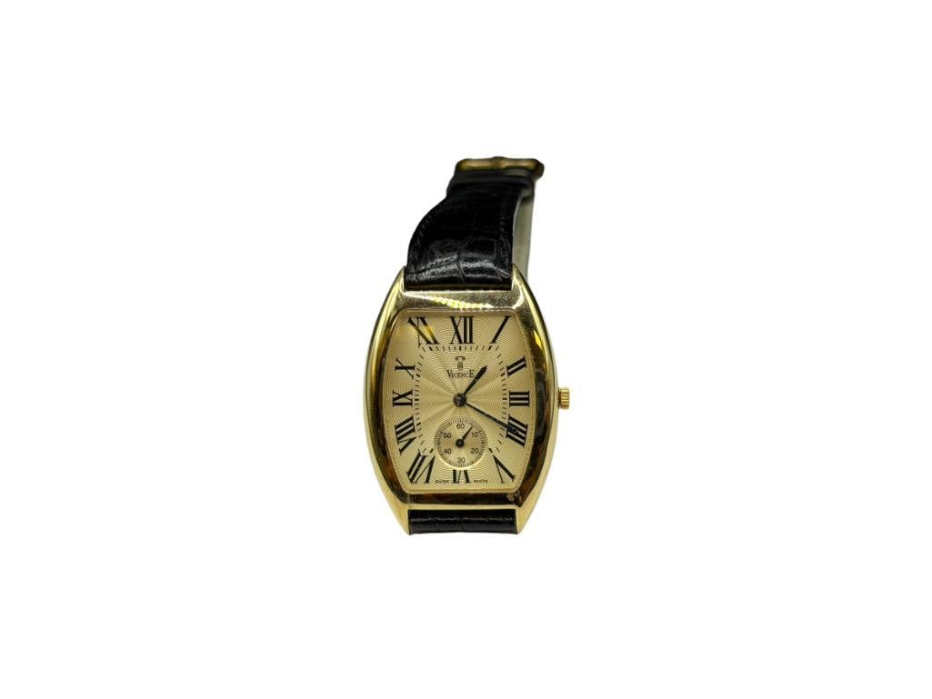 VICENCE 14K YELLOW GOLD CASE TONNEAU WOMEN'S WRISTWATCH (1 of 8)