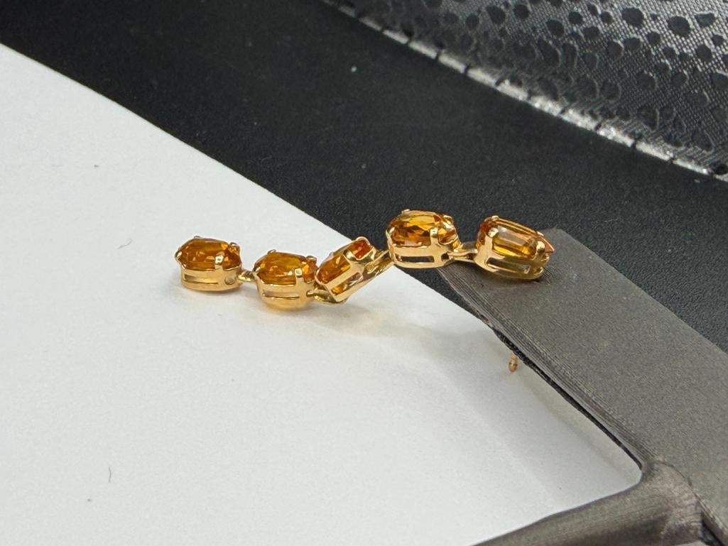 14K YELLOW GOLD PEAR CUT CITRINE DANGLE EARRINGS - 5