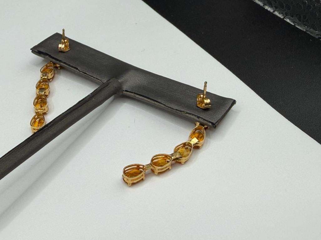 14K YELLOW GOLD PEAR CUT CITRINE DANGLE EARRINGS - 6