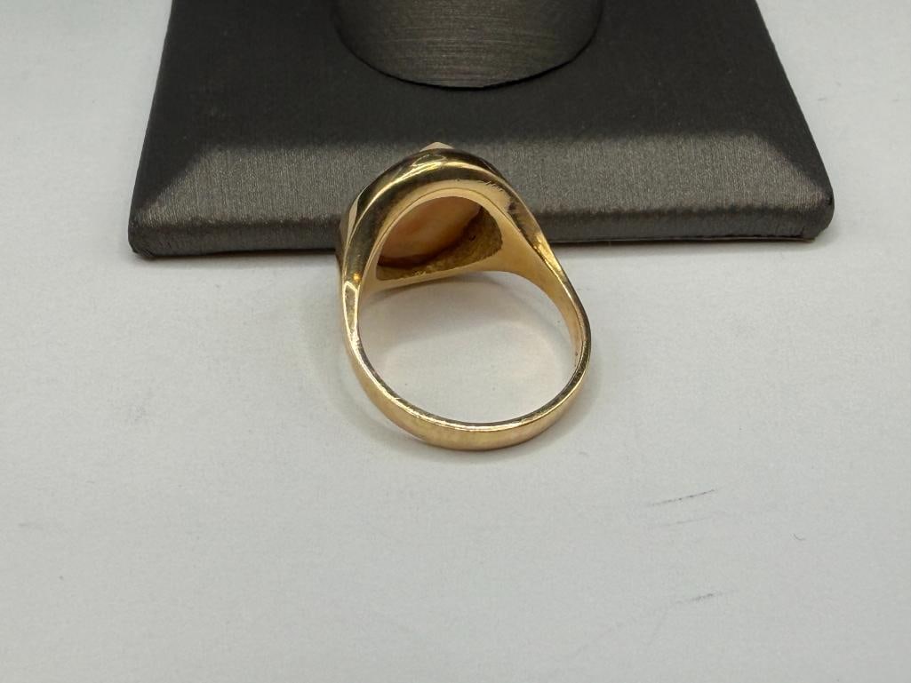 VINTAGE 14K YELLOW GOLD CAMEO RING - 4