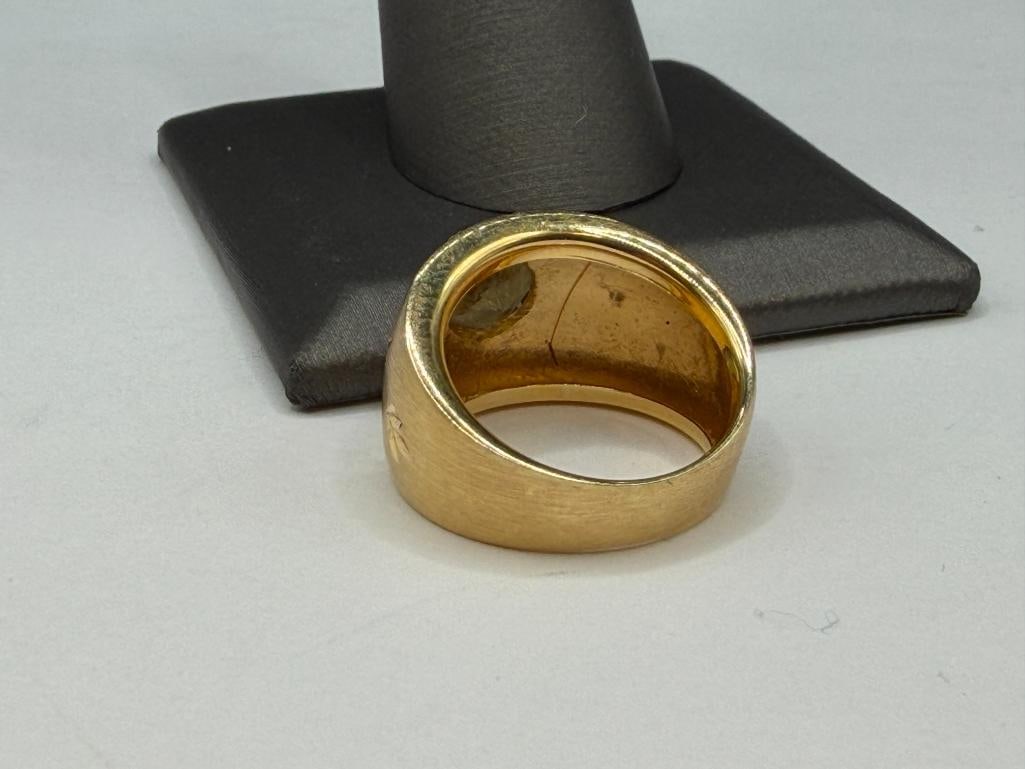 ITALIAN MILOR 14K YELLOW GOLD ROUND CUT CITRINE SUNFLOWER RING - 4