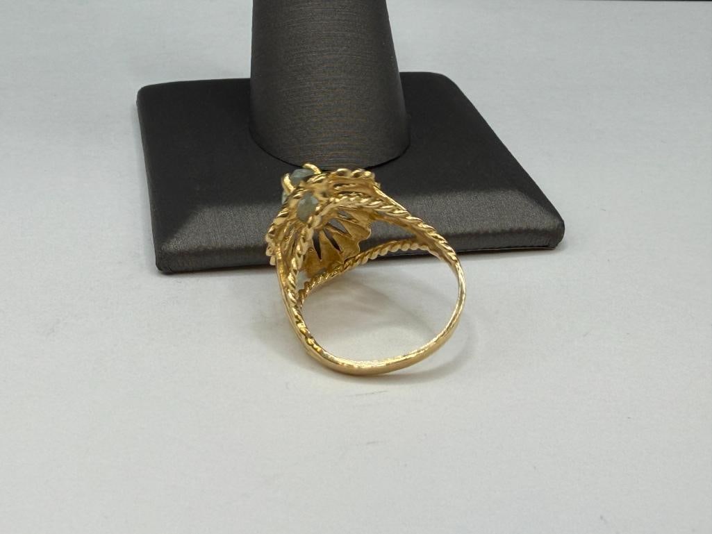 14K YELLOW GOLD MARQUISE CUT AQUAMARINE FASHION RING - 4