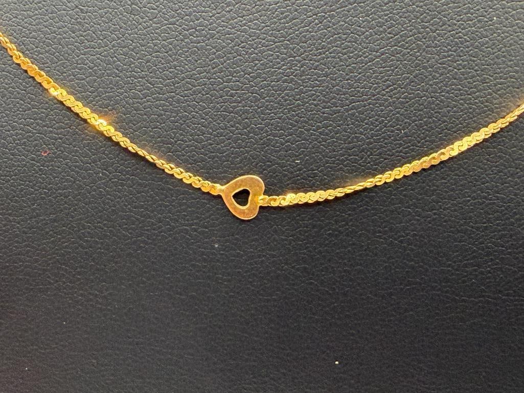 ITALIAN 14K YELLOW GOLD HEART LINK NECKLACE - 2