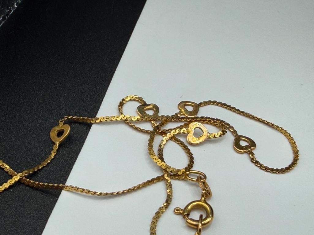 ITALIAN 14K YELLOW GOLD HEART LINK NECKLACE - 3