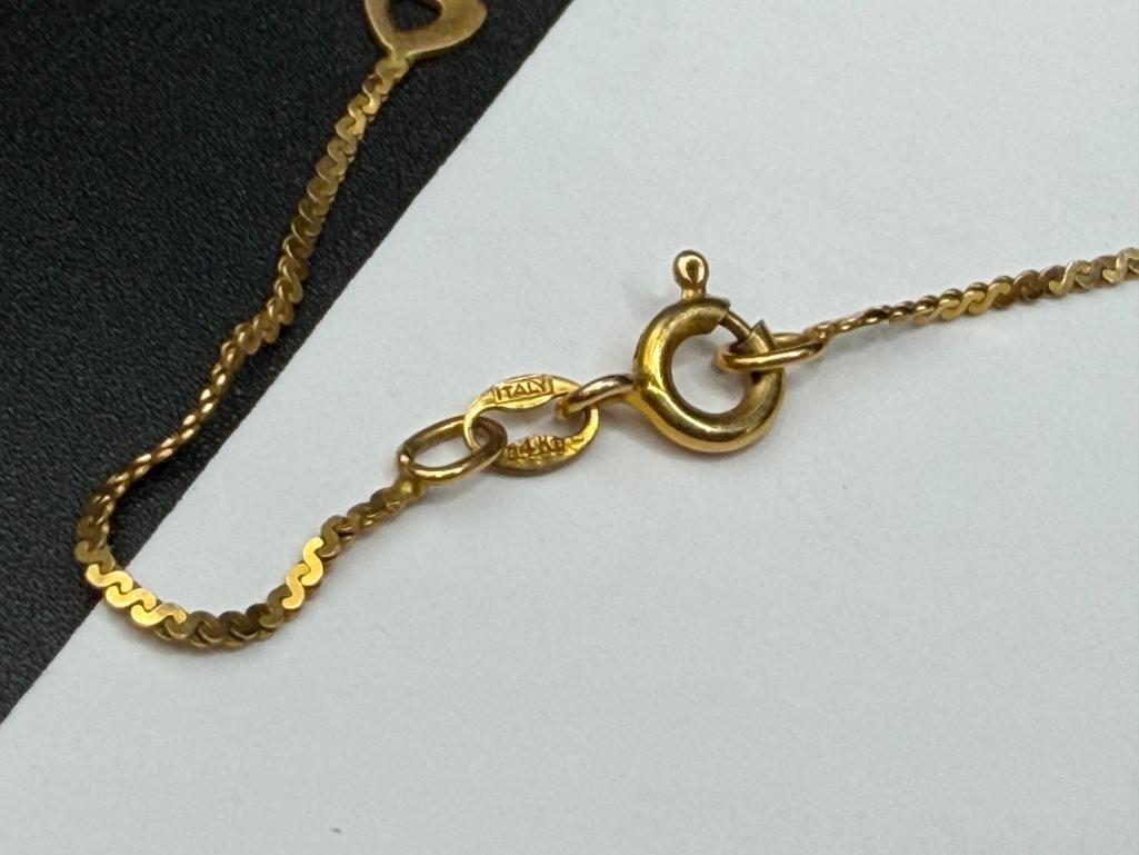 ITALIAN 14K YELLOW GOLD HEART LINK NECKLACE - 4
