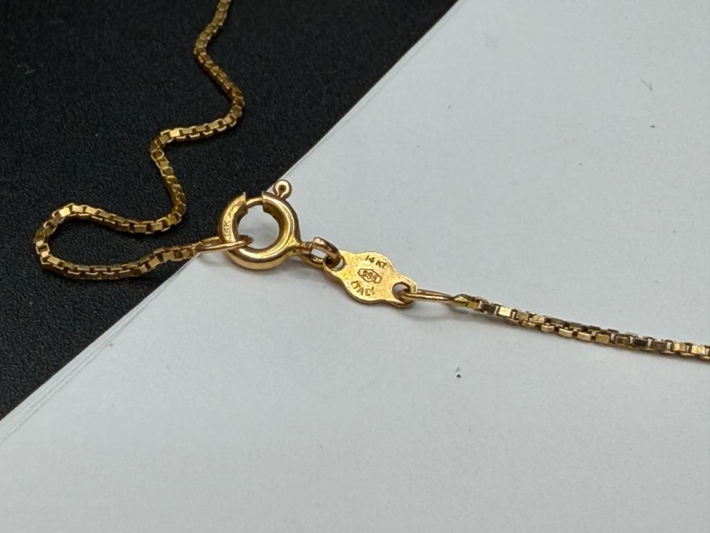 ITALIAN 14K YELLOW GOLD BOX CHAIN NECKLACE - 4